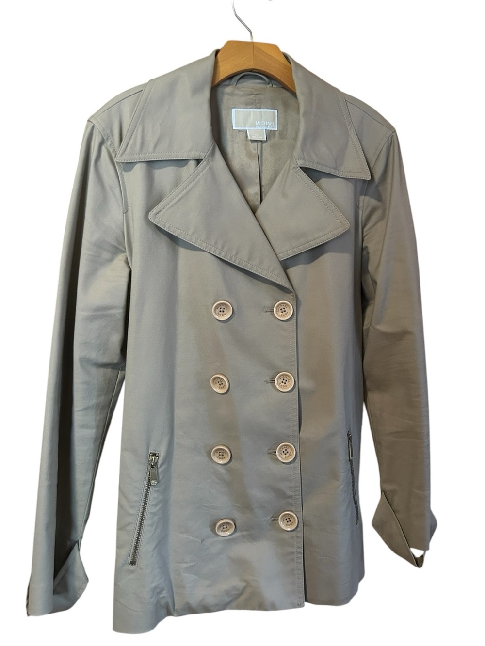 Michael Kors Trench Coat Classic Belted Tan Jacket Size Large